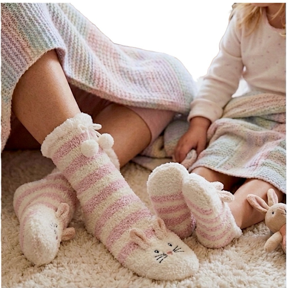 Mommy 'N Me Easter Slipper Set, Lavender and Shea Butter Infused pink white